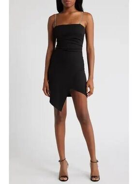 Emerald Sundae Black Mini Dress with Clear Straps